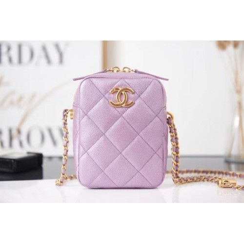 Chanel mini Shoulder Bag Grained Calfskin AS2857 Lavender