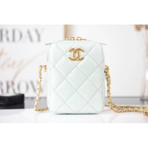 Chanel mini Shoulder Bag Grained Calfskin AS2857 light green