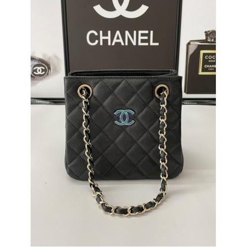 Chanel mini Shoulder Bag Grained Calfskin&Gold-Tone Metal AB3176 black