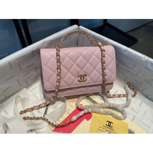 Chanel mini Shoulder Bag Grained Calfskin&Gold-Tone Metal AP2804 pink