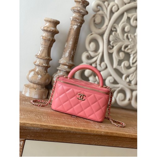 Chanel mini Shoulder Bag Lambskin Gold-Tone Metal 81208 pink