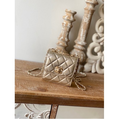 Chanel mini Shoulder Bag Lambskin Gold-Tone Metal 88631 gold
