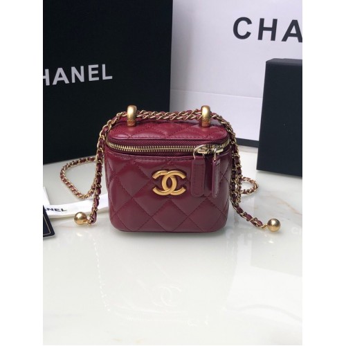 Chanel mini Shoulder Bag Lambskin Gold-Tone Metal AP2292 Burgundy