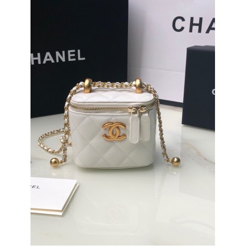 Chanel mini Shoulder Bag Lambskin Gold-Tone Metal AP2292 white