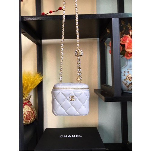 Chanel mini Shoulder Bag Lambskin Gold-Tone Metal AP2929 light gray