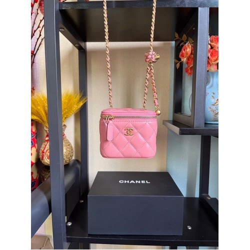Chanel mini Shoulder Bag Lambskin Gold-Tone Metal AP2929 pink