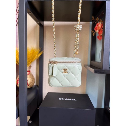 Chanel mini Shoulder Bag Lambskin Gold-Tone Metal AP2929 white