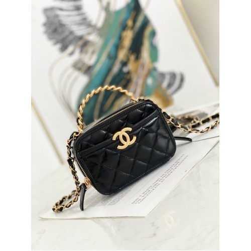 Chanel mini Shoulder Bag Lambskin Gold-Tone Metal AS2178 black