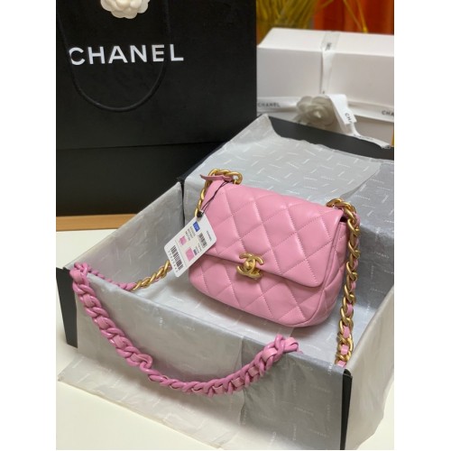Chanel mini Shoulder Bag Lambskin&Gold-Tone Metal AS3205 pink