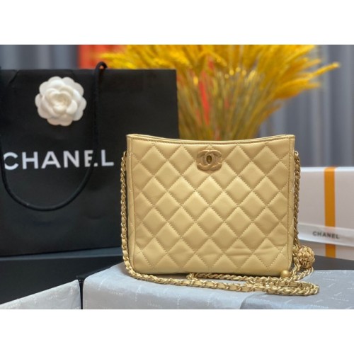 Chanel mini Shoulder Bag Lambskin&Gold-Tone Metal AS3259 yellow
