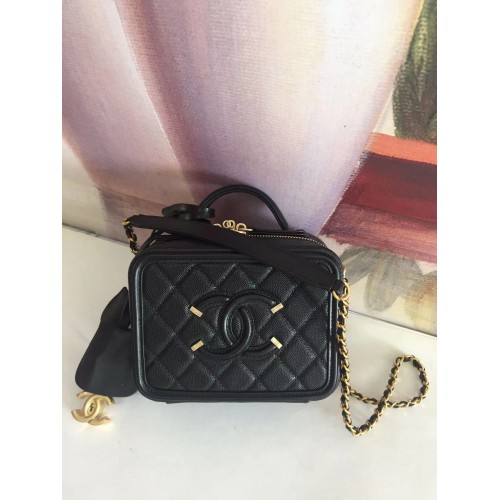 Chanel mini Vanity Case Grained Calfskin A93342 Black