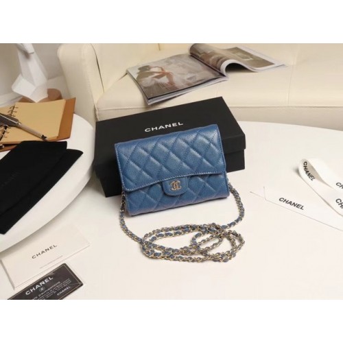 Chanel mini flap bag Grained Calfskin A84512 blue