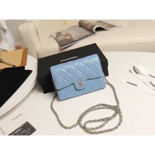 Chanel mini flap bag Grained Calfskin A84512 sky blue