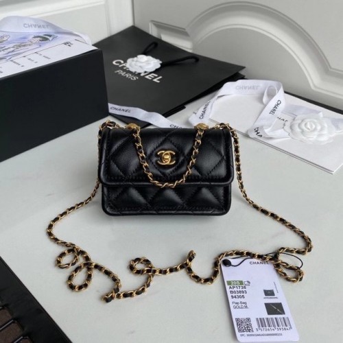 Chanel mini flap bag Sheepskin Gold-Tone Metal AP1738 black