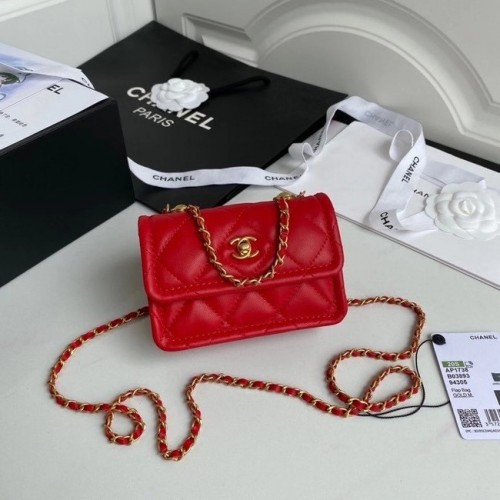 Chanel mini flap bag Sheepskin Gold-Tone Metal AP1738 red