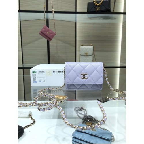 Chanel mini leather Shoulder Bag AP2444 light purple