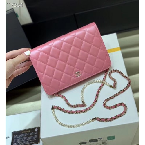 Chanel mini wallet on chain Gold-Tone Metal A84277 pink
