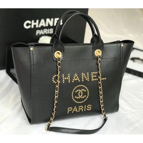 Chanel original Calfskin Leather Tote Bag 78901 black