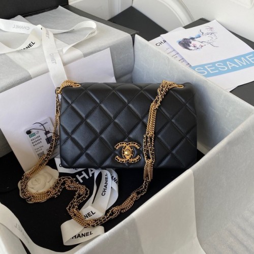 Chanel small FLAP BAG Lambskin Gold-Tone Metal AS3386 black