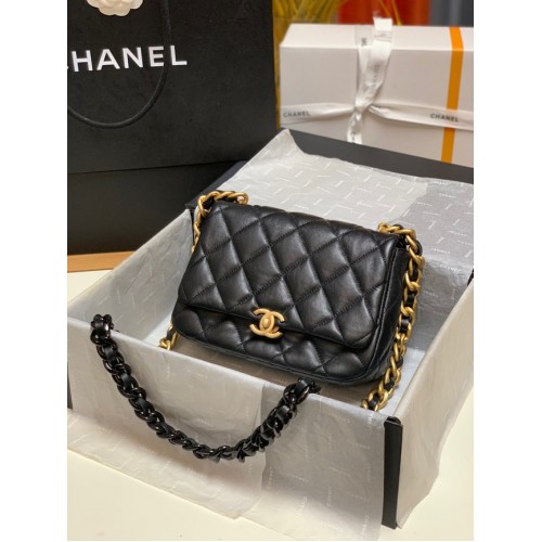 Chanel small Shoulder Bag Lambskin&Gold-Tone Metal AS3206 black