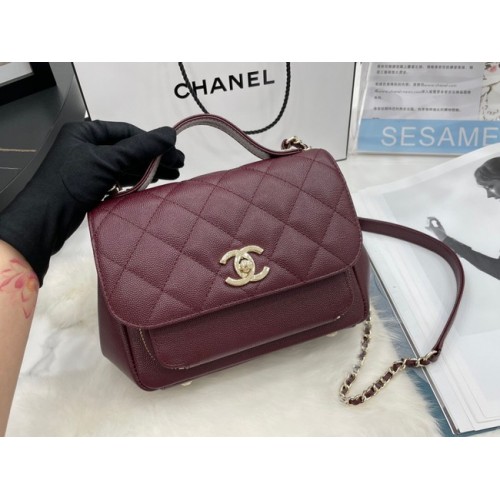 Chanel small flap bag Calfskin Gold-Tone Metal A93749 Burgundy