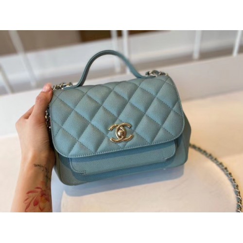 Chanel small flap bag Calfskin Gold-Tone Metal A93749 blue