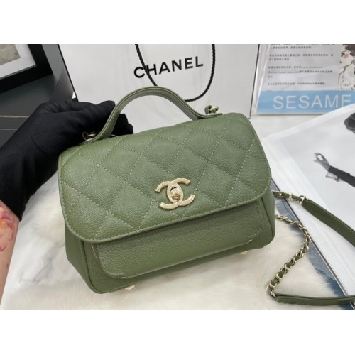 Chanel small flap bag Calfskin Gold-Tone Metal A93749 green