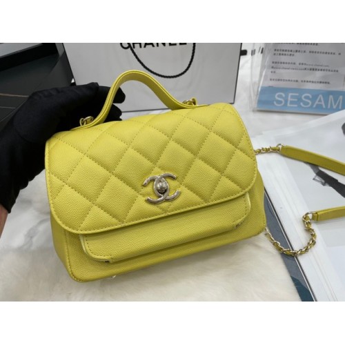 Chanel small flap bag Calfskin Gold-Tone Metal A93749 lemon