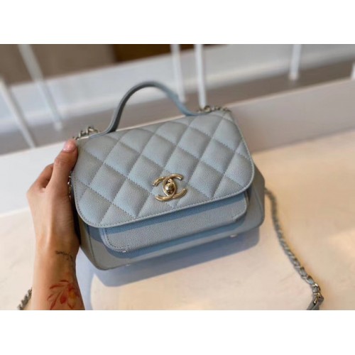 Chanel small flap bag Calfskin Gold-Tone Metal A93749 light blue