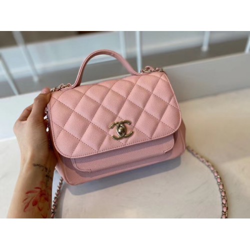 Chanel small flap bag Calfskin Gold-Tone Metal A93749 pink