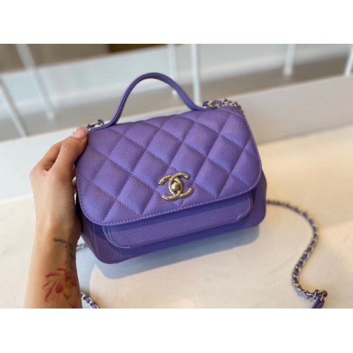 Chanel small flap bag Calfskin Gold-Tone Metal A93749 purple