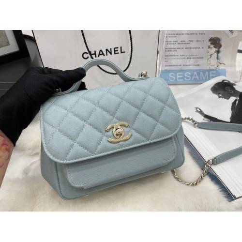 Chanel small flap bag Calfskin Gold-Tone Metal A93749 sky blue