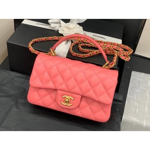 Chanel small tote bag Sheepskin Gold-Tone MetalAS2431 pink