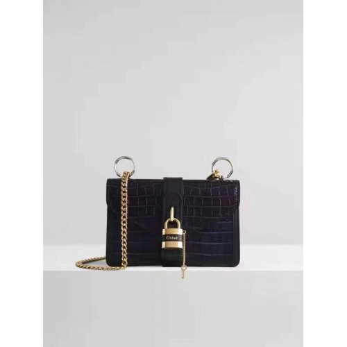 Chloe Original Crocodile skin Leather Bag 3S068 Black