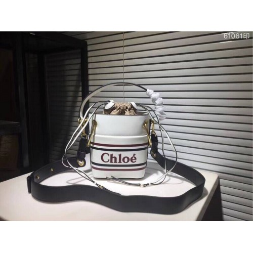 Chloe Roy Mini Smooth Leather Bucket Bag S396 White