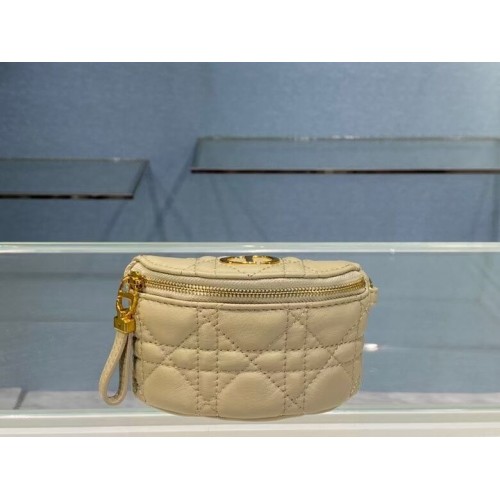 DETACHABLE DIOR CARO HALF-MOON COIN PURSE S5033U Beige