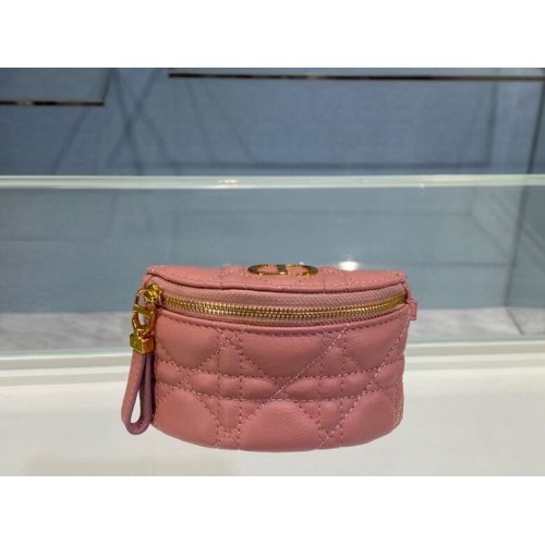 DETACHABLE DIOR CARO HALF-MOON COIN PURSE S5033U PINK