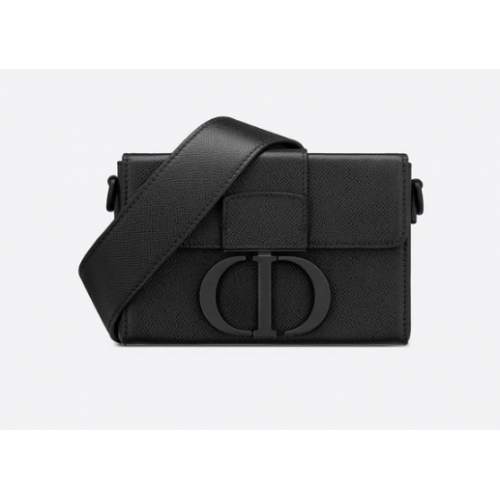 DIOR 30 MONTAIGNE BOX BAG Black Ultramatte Grained Calfskin M9204S