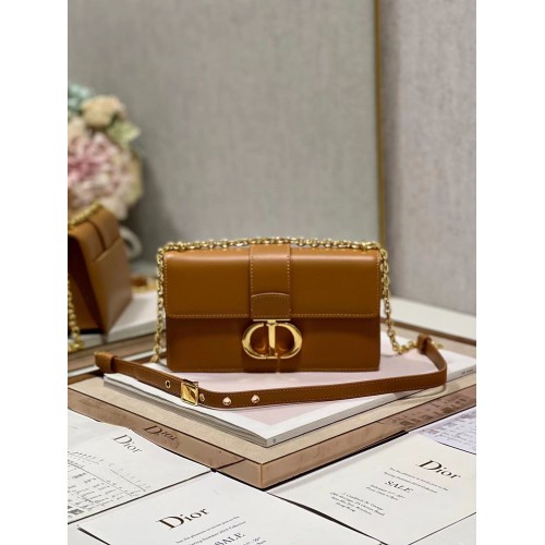 DIOR 30 MONTAIGNE EAST-WEST BAG WITH CHAIN Calfskin M9334 brown