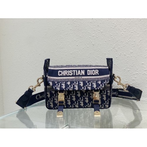 DIOR BOBBY BAG Embroidery C0803 dark blue