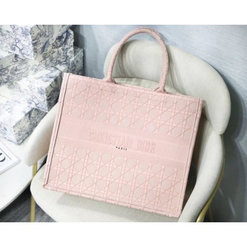 DIOR BOOK TOTE BAG IN EMBROIDERED CANVAS C1286 Pink