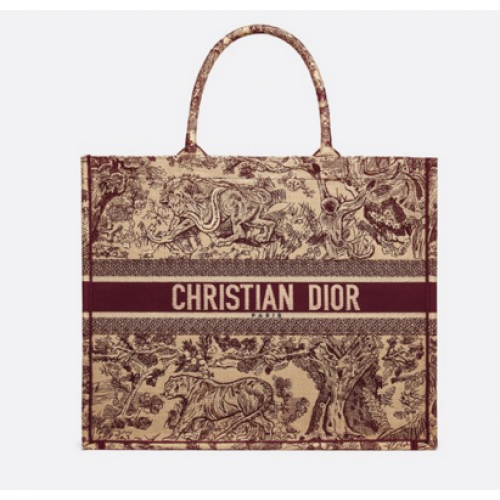 DIOR BOOK TOTE BAG TOILE DE JOUY M1286ZT Oxblood red