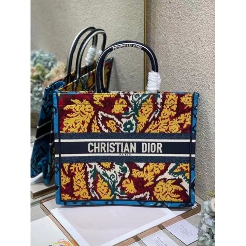 DIOR BOOK TOTE BLUE Multicolor Dior Paisley Embroidery M1287Z