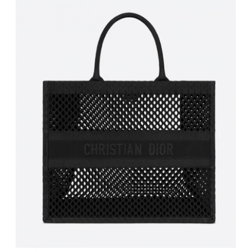 DIOR BOOK TOTE Black Mesh Embroidery M1286ZW