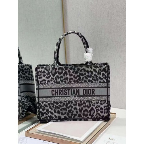 DIOR BOOK TOTE Embroidery M1296ZR Black leopard print