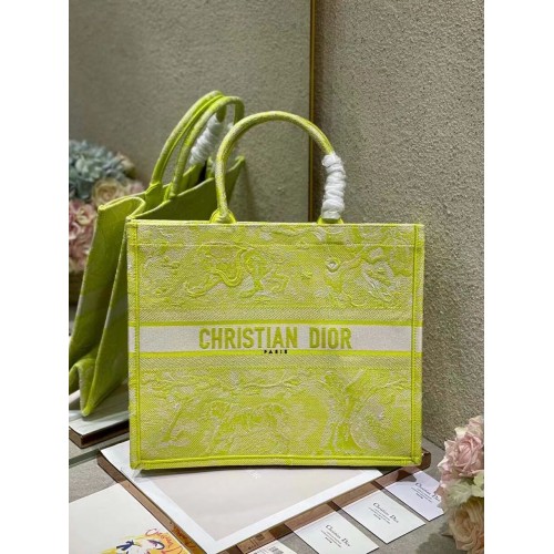 DIOR BOOK TOTE Lime Toile de Jouy Reverse Embroidery M1286ZR