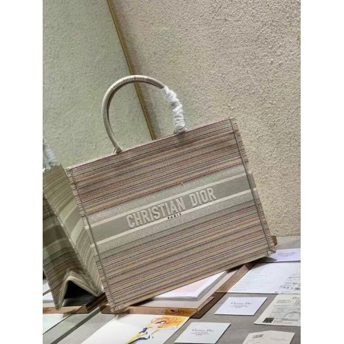 DIOR BOOK TOTE Multicolor Stripes Embroidery Reference M1286