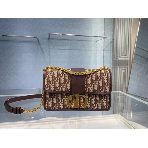 DIOR BOOK TOTE SMALL Oblique Embroidered C9008 Brown