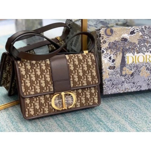 DIOR BOOK TOTE SMALL Oblique Embroidered M1296ZW Brown