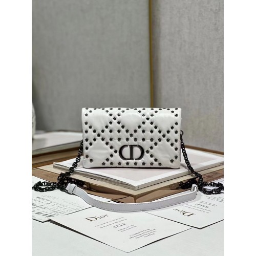 DIOR CARO MACROCANNAGE POUCH Latte Macrocannage Calfskin with Star Motif S5135UNH